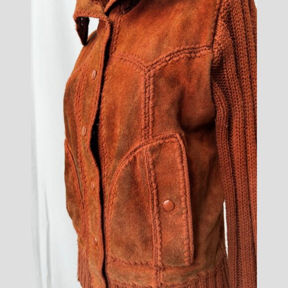VINTAGE boho suede/knit sweater - Picture 7 of 8